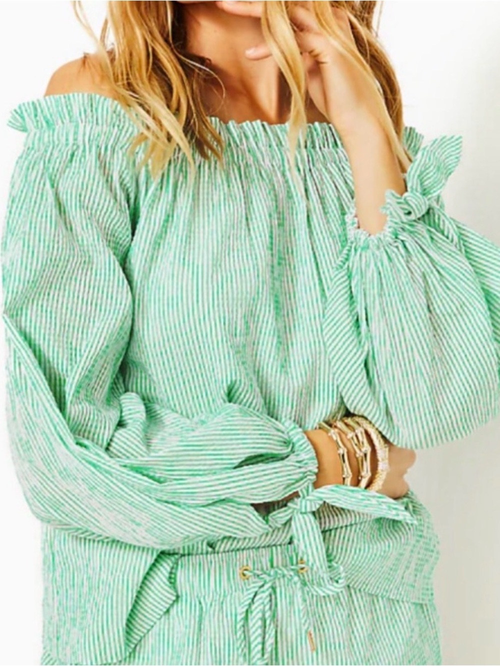 Lilly Pulitzer Jamielynn Top Spearmint Harbor Stripe, sz. M, NWT